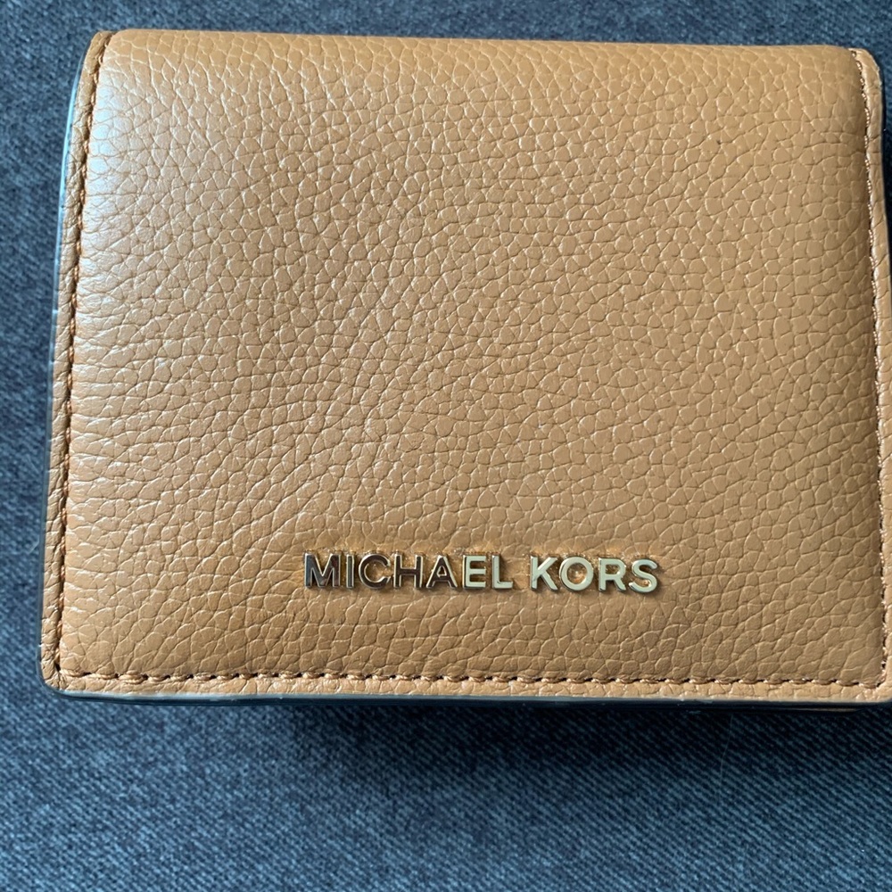 MK pebble leather brown wallet